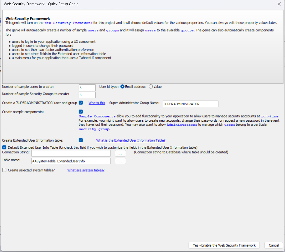Security Quick Setup Genie